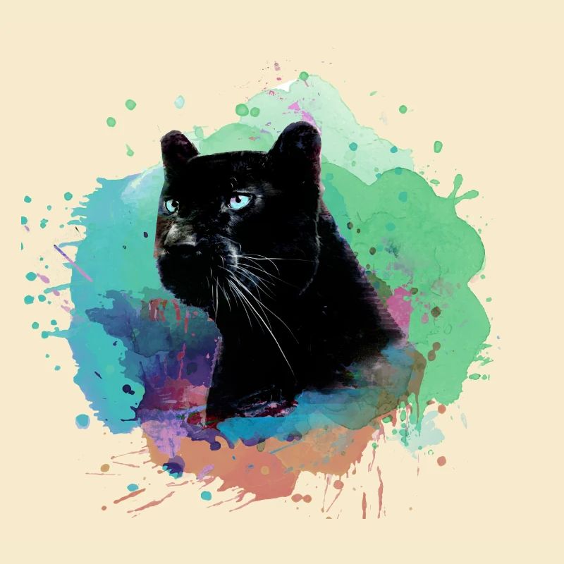 panthère, guépard, léopard, noir, coloré, graffiti