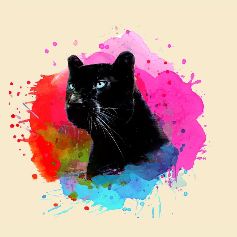 panther,gepard,leopard,schwarz,bunt,graffiti