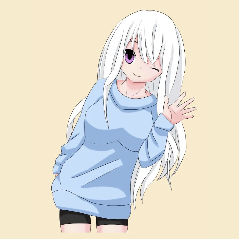Anime-Mädchen winken