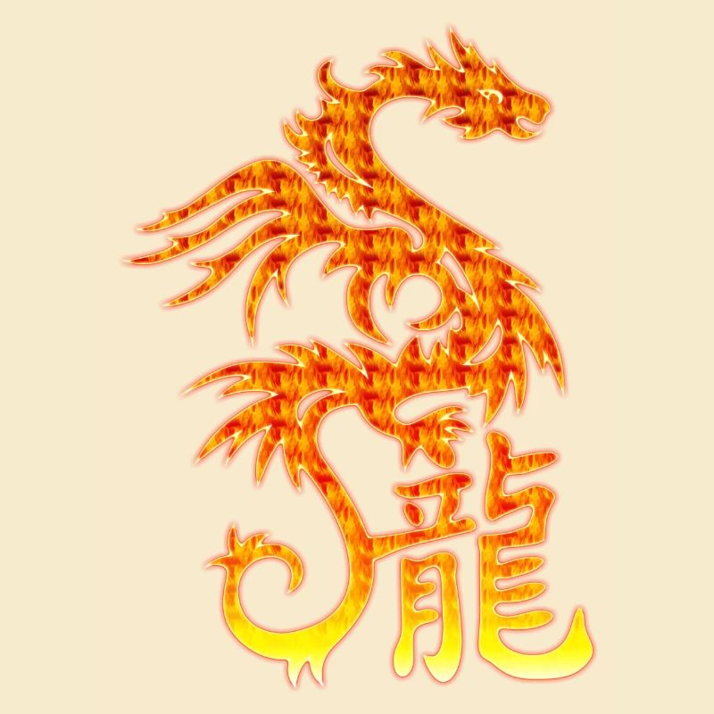 Dragon de Feu avec les caractères chinois