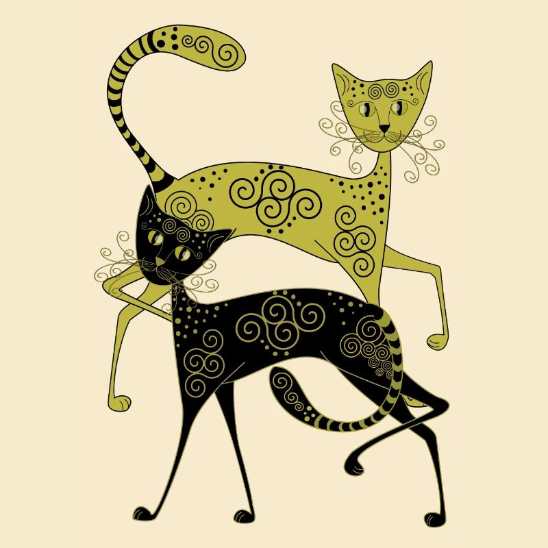 golden and black cat with abstract pattern