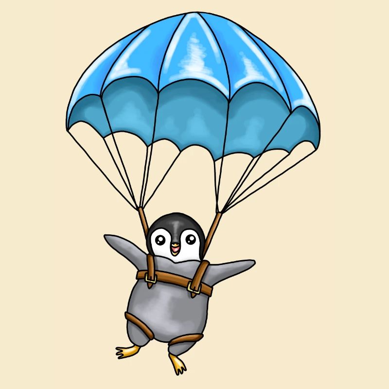 Pinguin mit Fallschirm