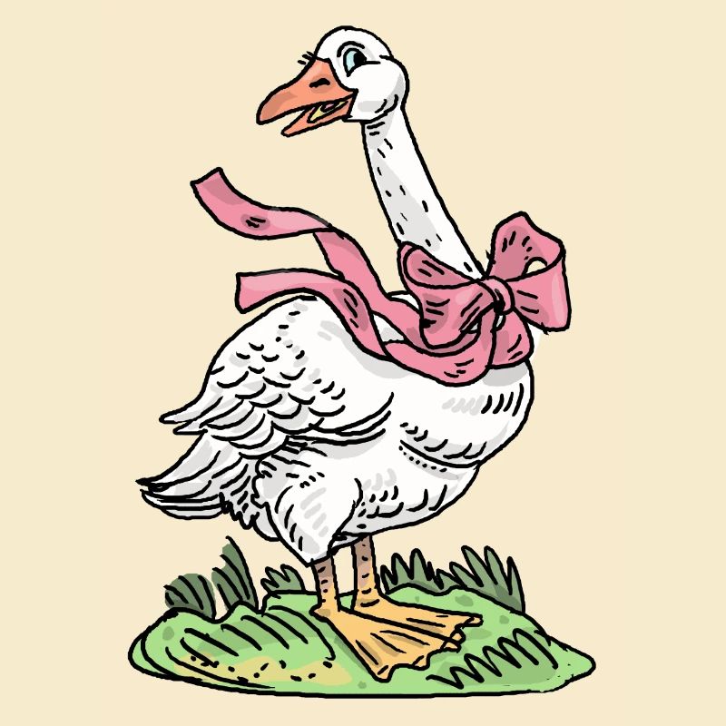 Gans mit rosa Schleife