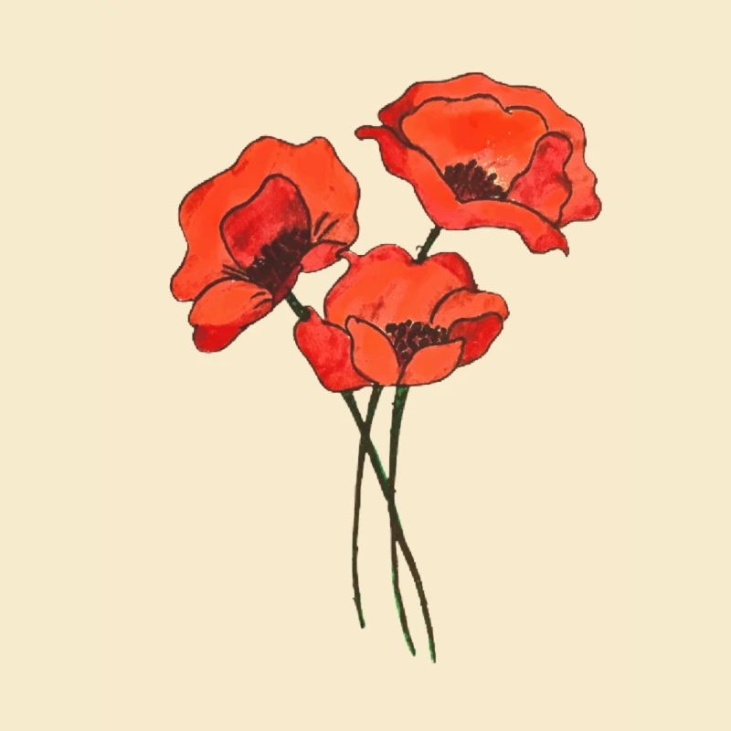 Trio von Mohnblumen