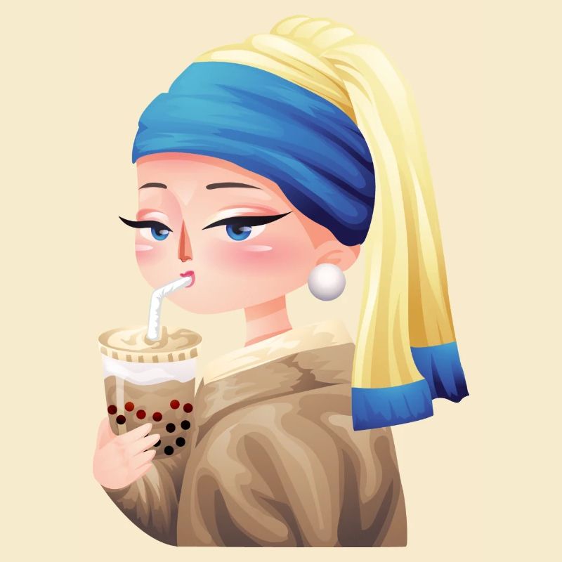 Bubble Tea and Perlen Ohrring