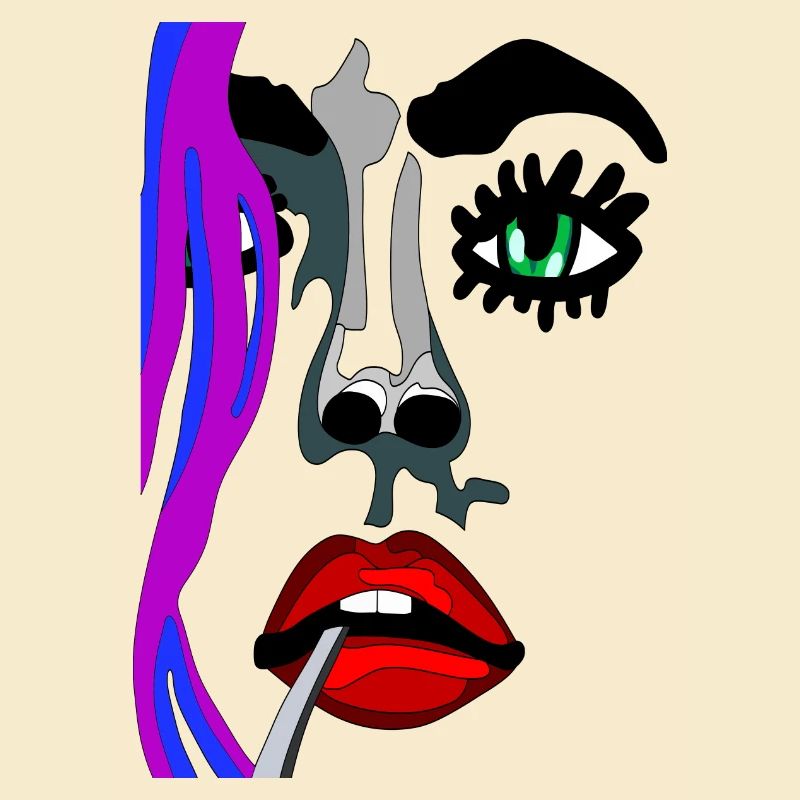 Eye open with red lips - fhscribble face