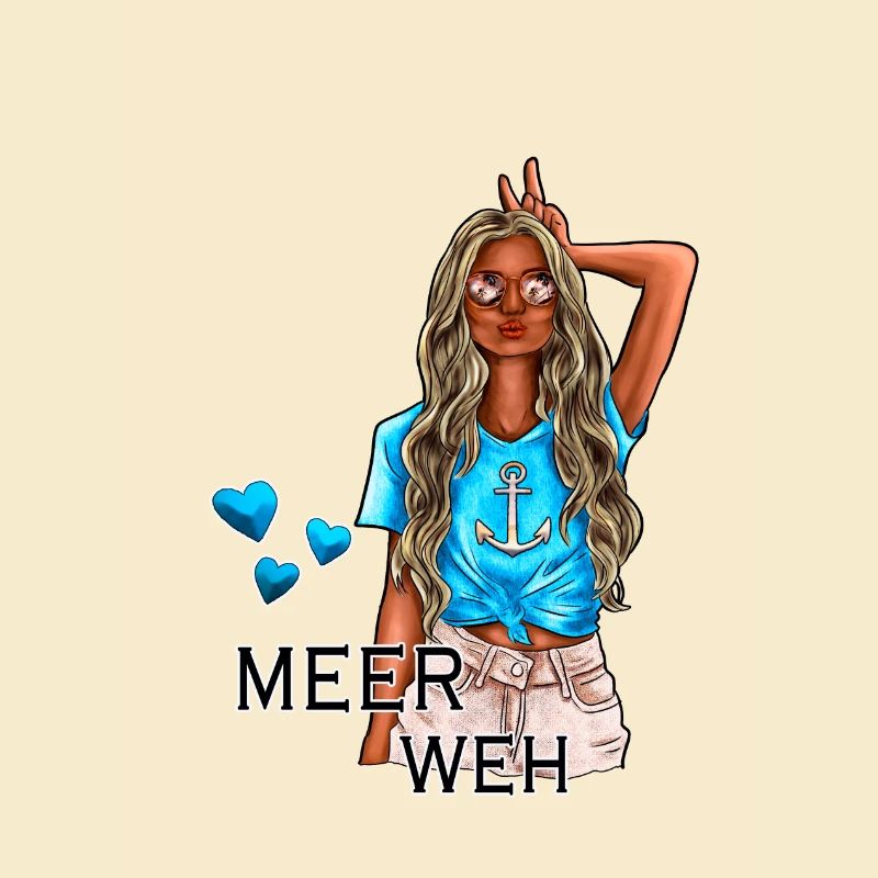 Meerweh Mädchen Illustration