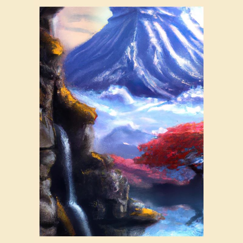 Japan Tower Wasserfall Gemälde