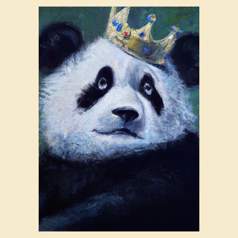 Panda mit Krone Ölgemälde