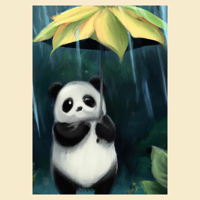 Panda mit Blattschirm