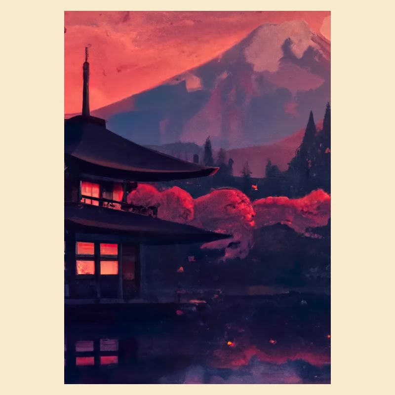 Roter japanischer Berg