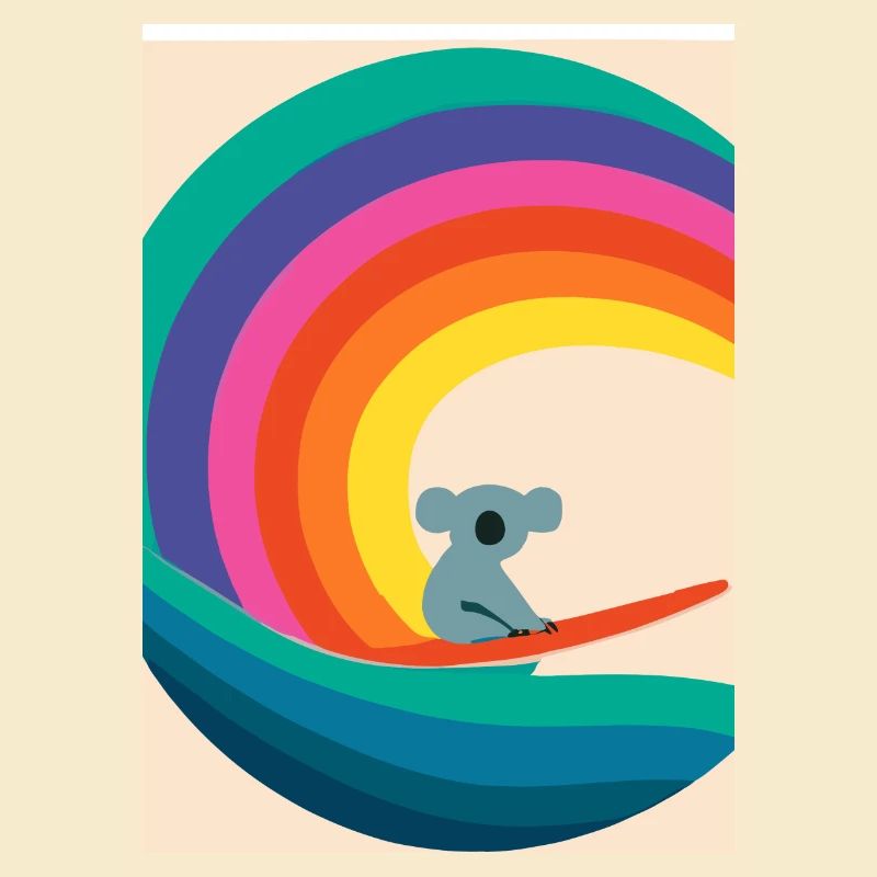 Surfender Regenbogen-Koala