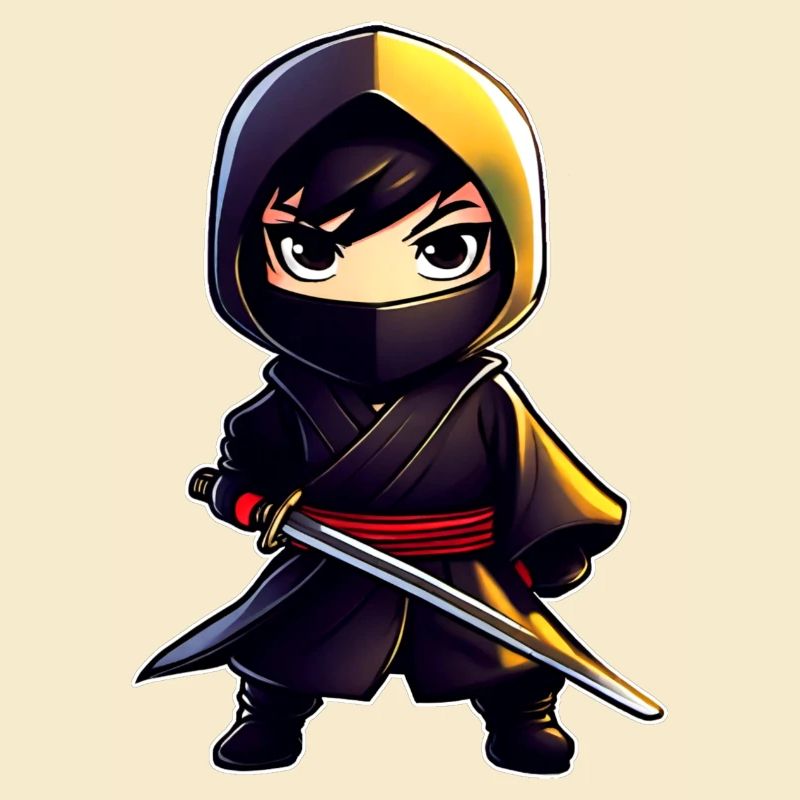 Mignon petit ninja avec épée katana