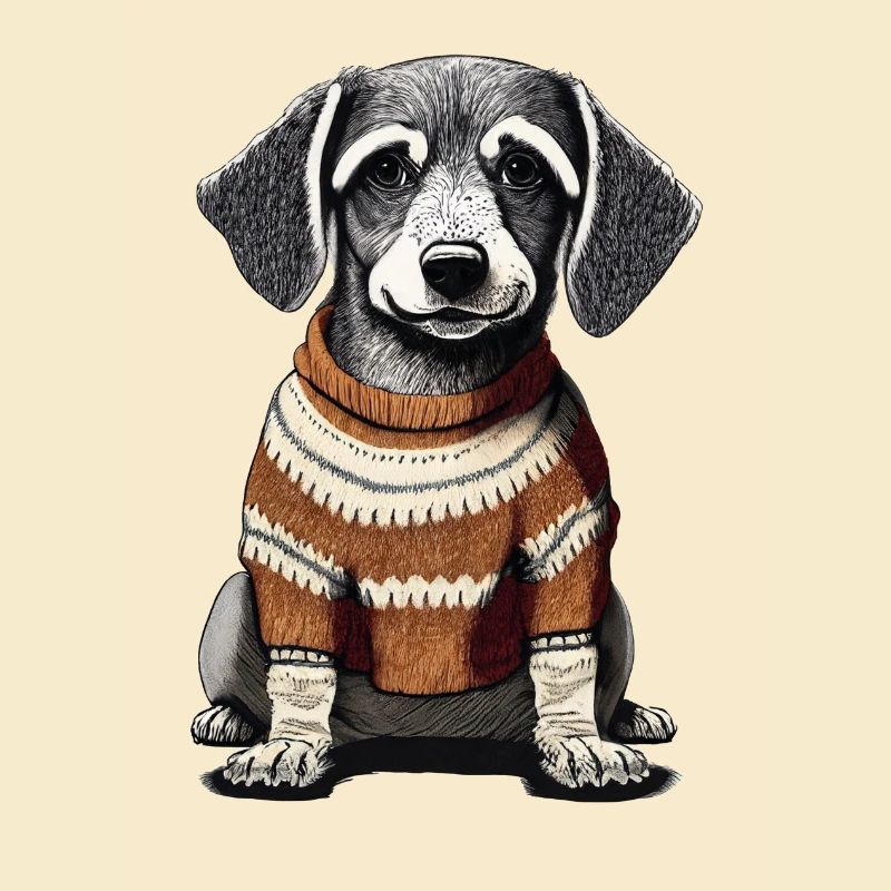 Chien avec un pull
