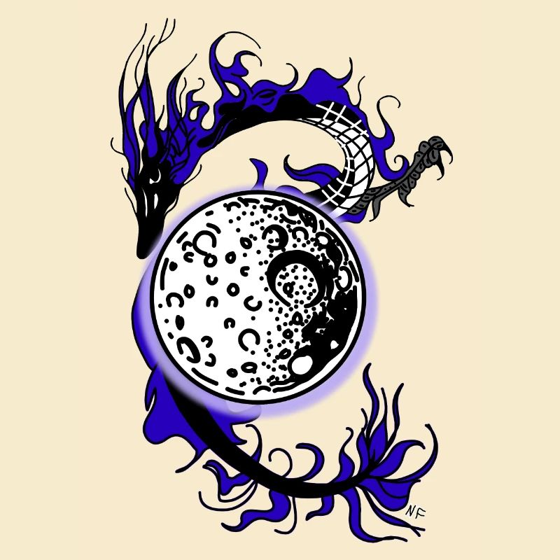 Drache mit Mond