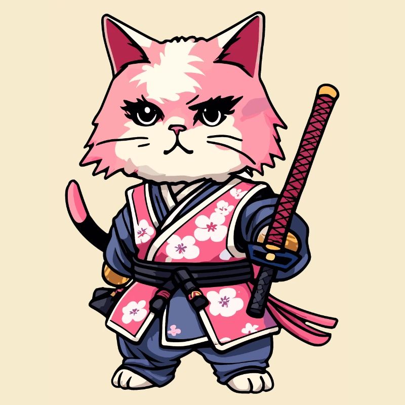 Samurai Katze & Kirschblüten #11