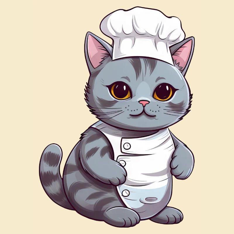 Cute Siamese Cat Chef Comic Design