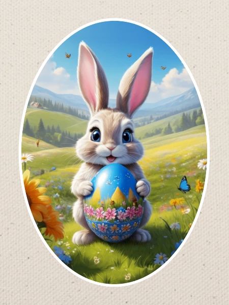 Osterhase mit Ei, Oval