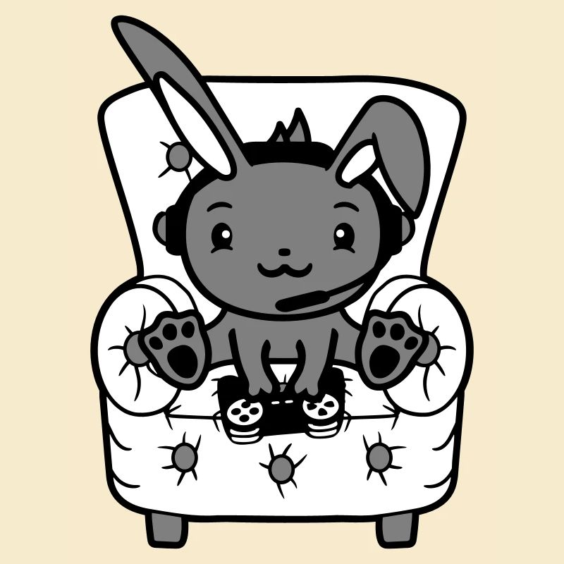 Bunny Playing Controller Console Headset Gamer Nerd