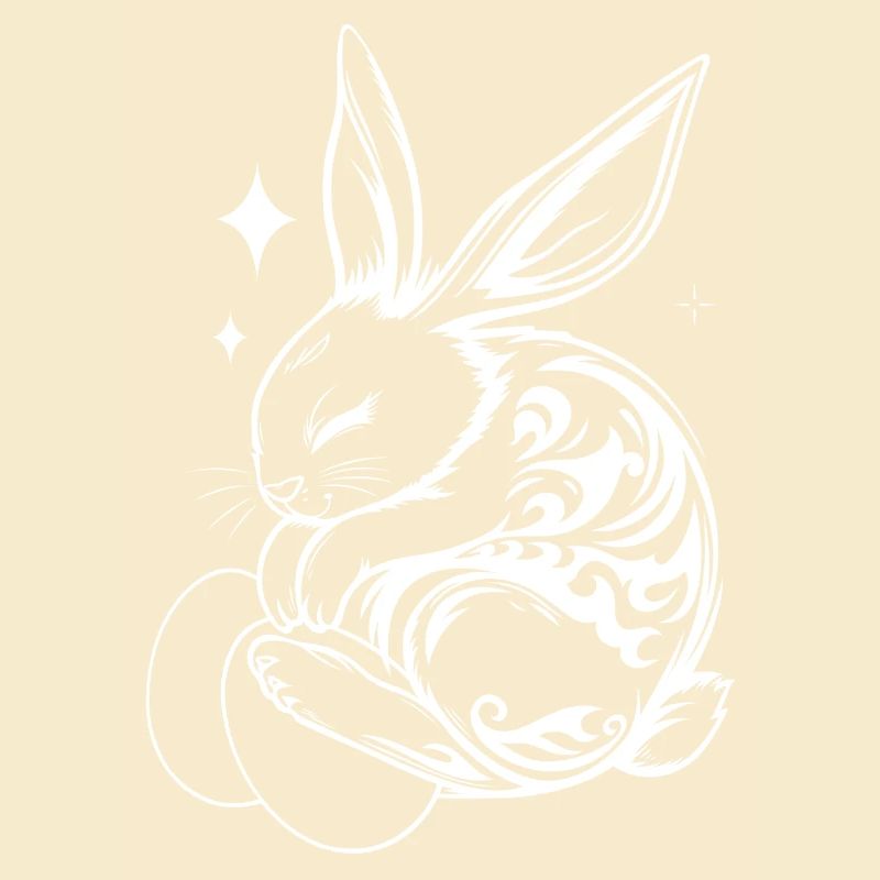 Sleeping Easter Bunny with Tribal and Eggs