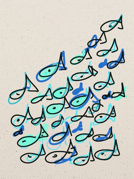 Fische, Fischschwarm, handgezeichnet, illustration