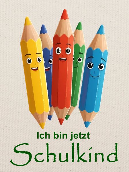 Bunte Buntstifte mit fröhlichen Gesichtern