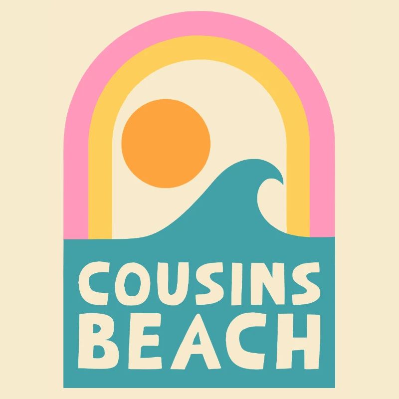 Cousins Beach – Design rétro de coucher de soleil