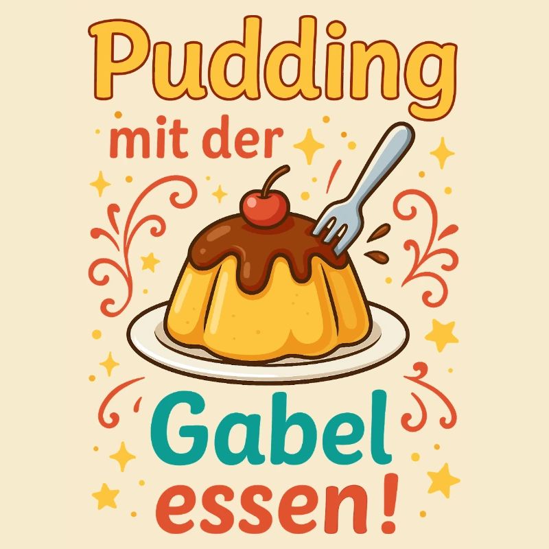 Pudding mit der Gabel Essen 
