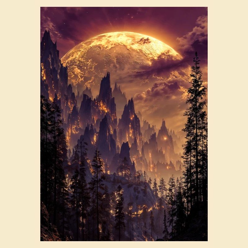 Feuriger Gipfel in der Abenddämmerung