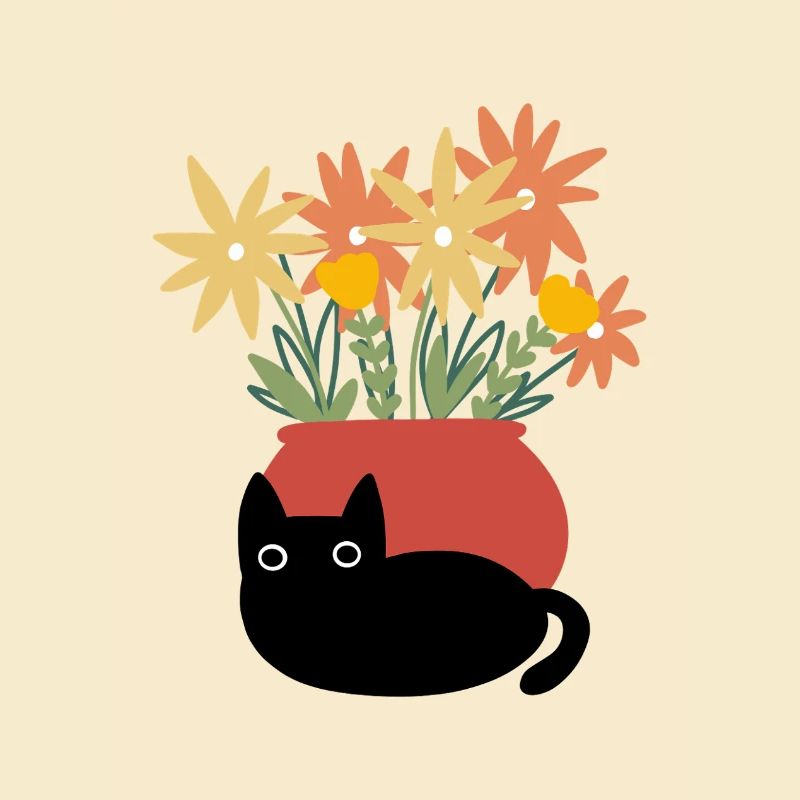 Chat avec vase