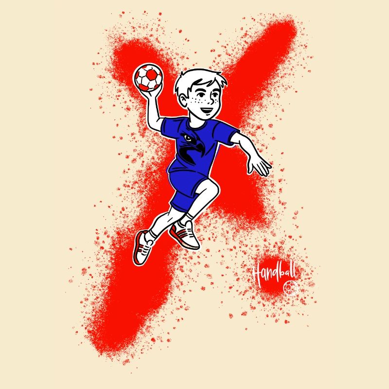 Handball Junge im Sprung