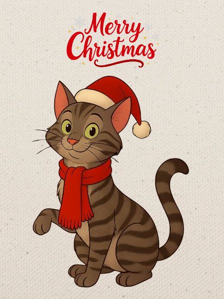 Graue Katze Frohe Weihnachten