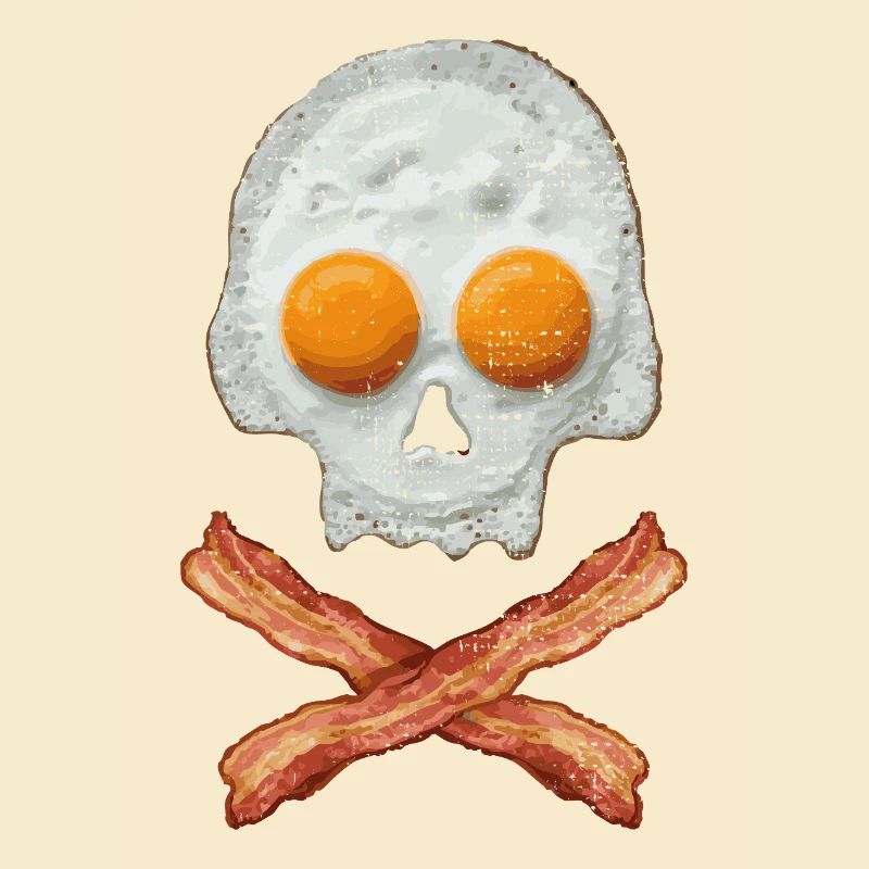 Crâne d’œuf frit avec croix de bacon