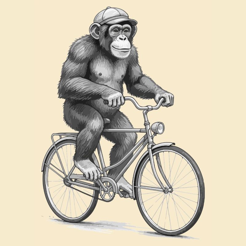 Monochromer Affen-Radfahrer