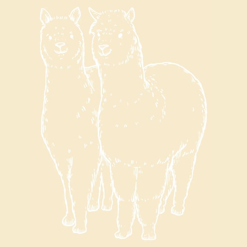 Two Alpaca Llama Lines Drawing