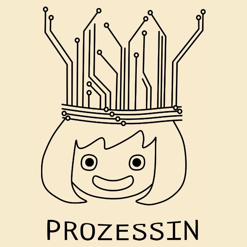 Prozessin mit Tech-Krone