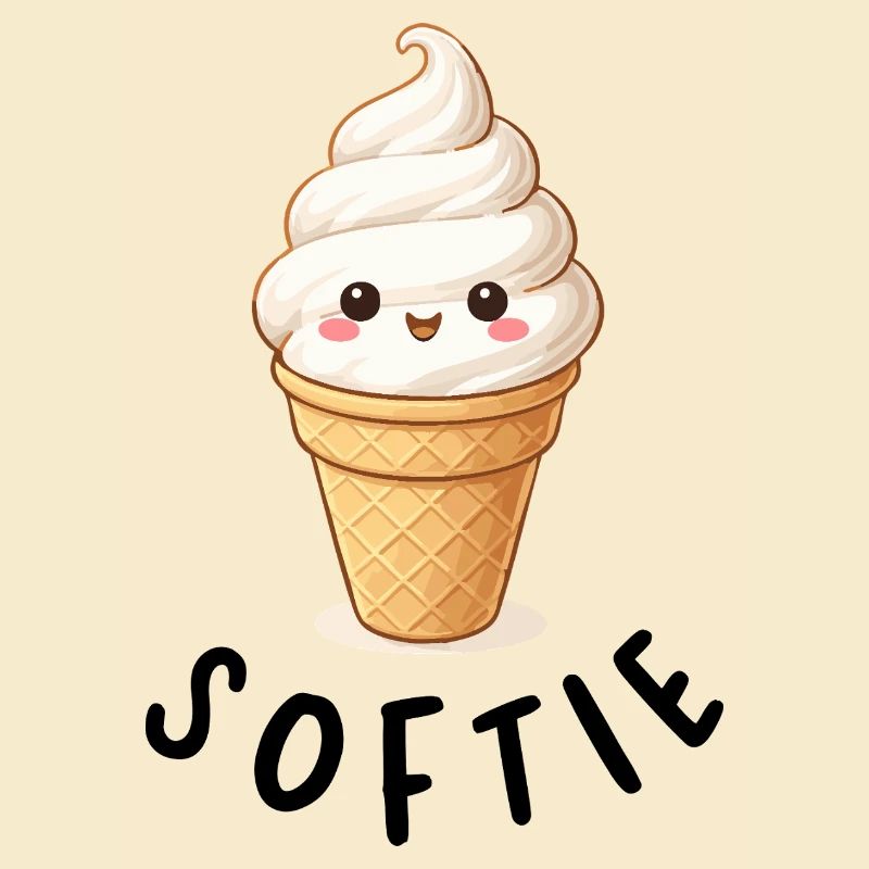 Kawaii Eiscreme auf Waffel