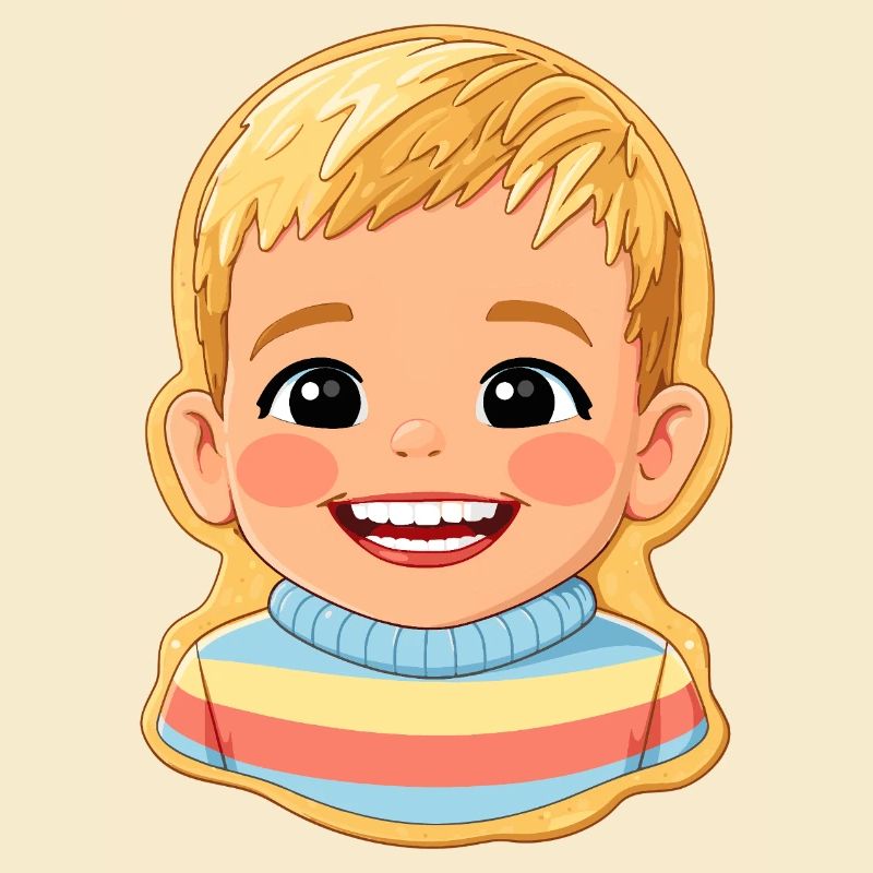 Motif biscuit : enfant joyeux avec un pull coloré