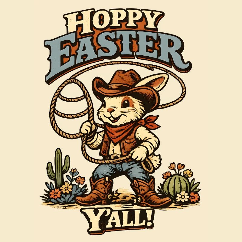 Retro Bunny Howdy Easter Rabbit Ears