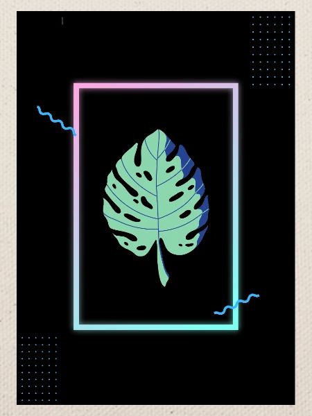 Monstera Neon Frame