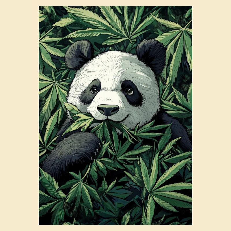 Panda im Cannabisblatt Traum