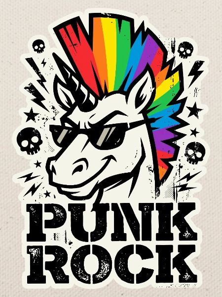Punk Rock Einhorn - Regenbogen Irokese