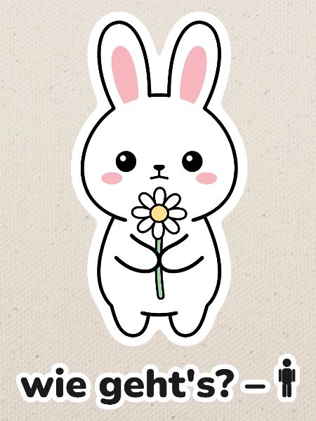 wie geht's? – Hase mit Blume Meme