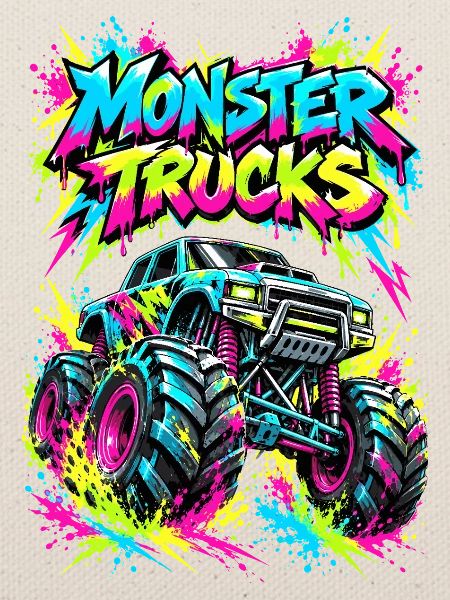 Monster Trucks Graffiti Neon