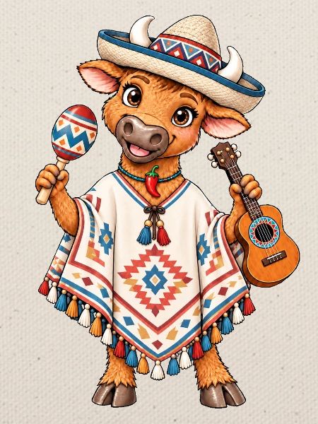 Mexiko Stier mit Poncho