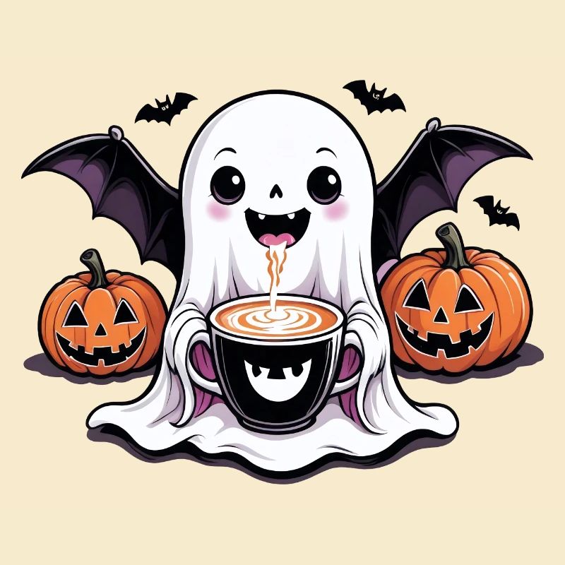 Ghost Ghost Halloween Pumpkin Bat Funny
