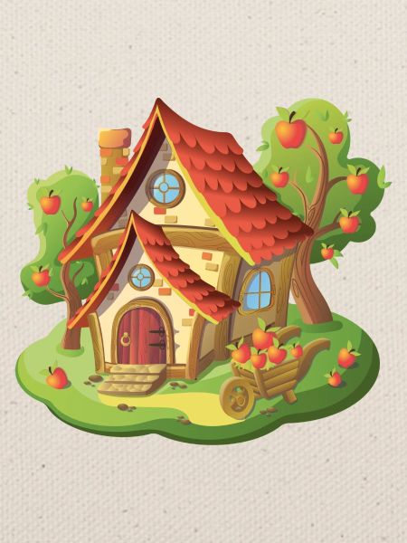 Märchen Haus Apfel Obst Garten