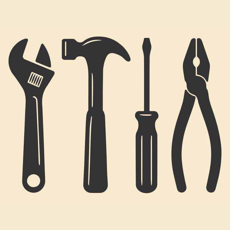 Tools logo. Tool icon symbol. Working tools. Tool