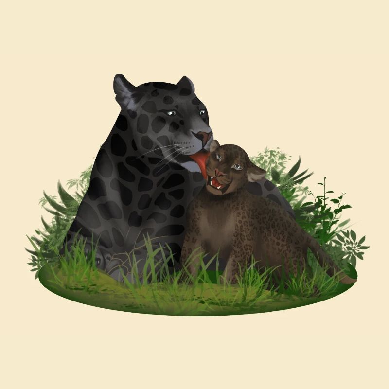 Panther mit ihrem Kind