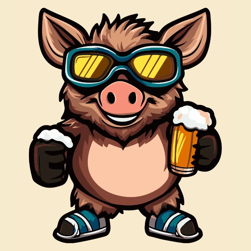 Pig Après Ski Beer Comic Wild Boar